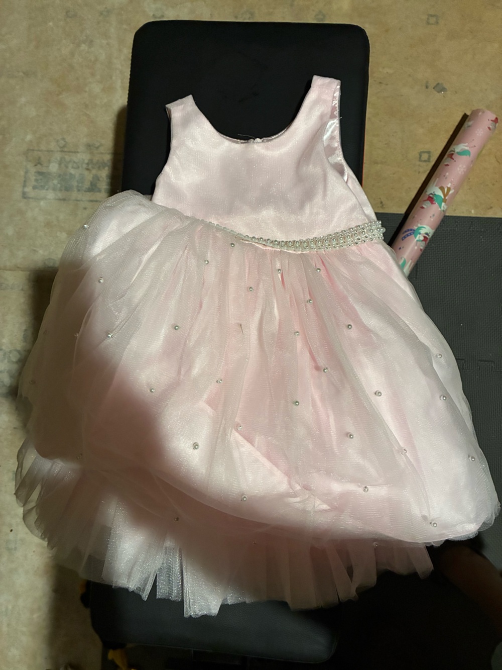 Couture princess Toddler Girls' Light Pink Pearl-Trim Tulle Party Dress